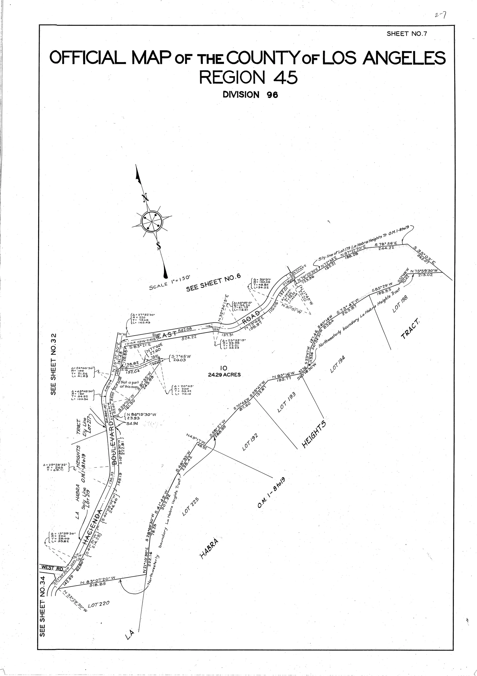 Official Map Book 2 Page 7 showing Region 45 Division 96 Lot 10 at Hacienda Boulevard and East Road